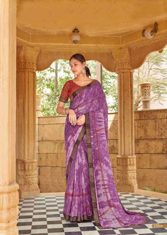 Vallabhi Asaam Vl-35004 Violet Georgette Saree