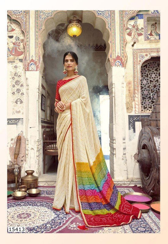 Vallabhi Atrangi-2 Vl-15413 Cream Georgette Saree