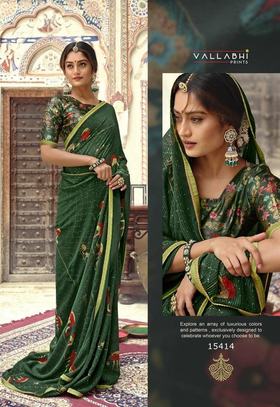 Vallabhi Atrangi-2 Vl-15414 Green Georgette Saree