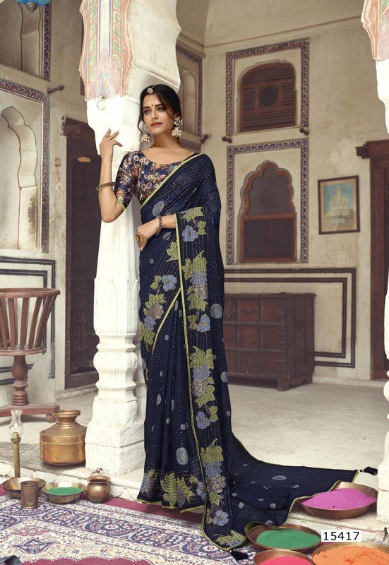 Vallabhi Atrangi-2 Vl-15417 Blue Georgette Saree