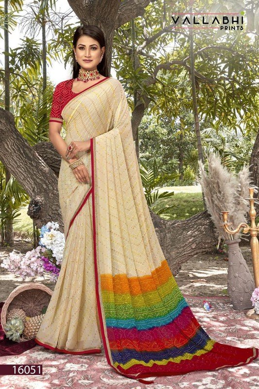 Vallabhi Atrangi-3 Vl-16051 Cream Georgette Saree