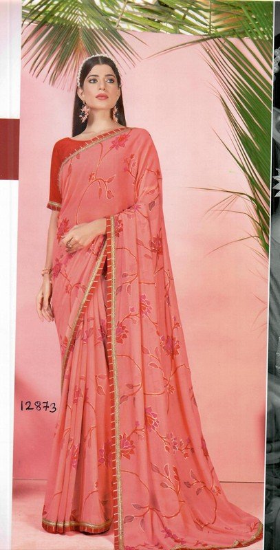 Vallabhi Barfi Vl-12873 Pink Georgette Saree