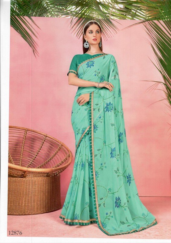 Vallabhi Barfi Vl-12876 Blue Georgette Saree