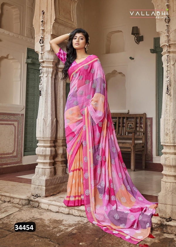 Vallabhi Bemisaal Vl-34454 Pink Georgette Saree