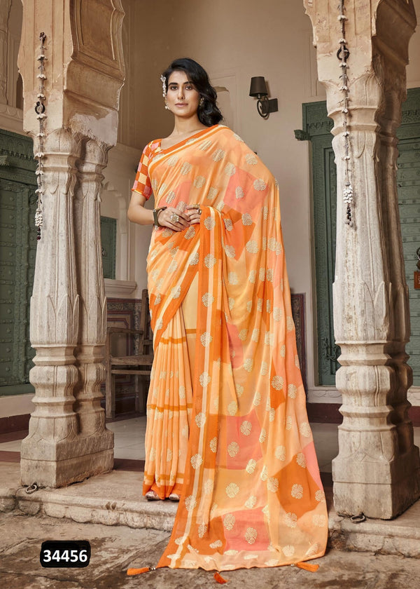 Vallabhi Bemisaal Vl-34456 Orange Georgette Saree