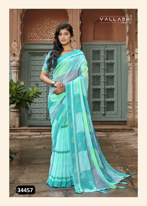 Vallabhi Bemisaal Vl-34457 Blue Georgette Saree