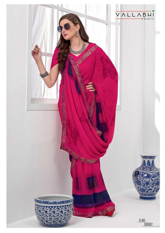 Vallabhi Elegance Vl-50082 Pink Georgette Saree