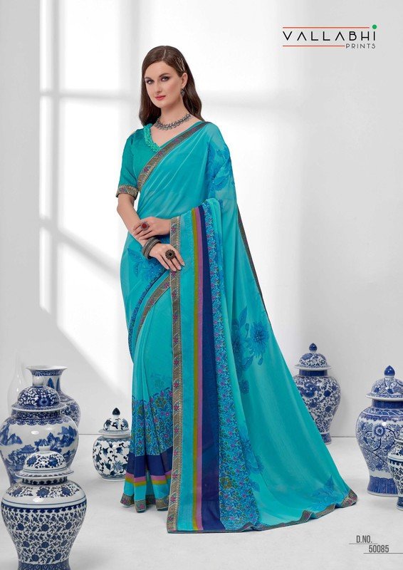 Vallabhi Elegance Vl-50085 Blue Georgette Saree