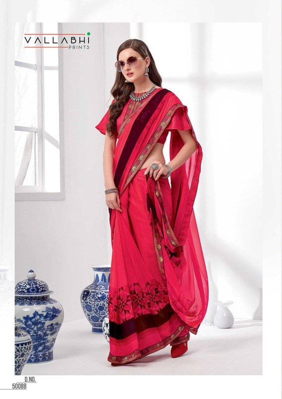 Vallabhi Elegance Vl-50088 Pink Georgette Saree