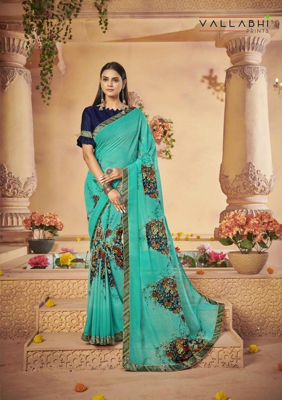 Vallabhi Firki Vl-25369 Blue Georgette Saree