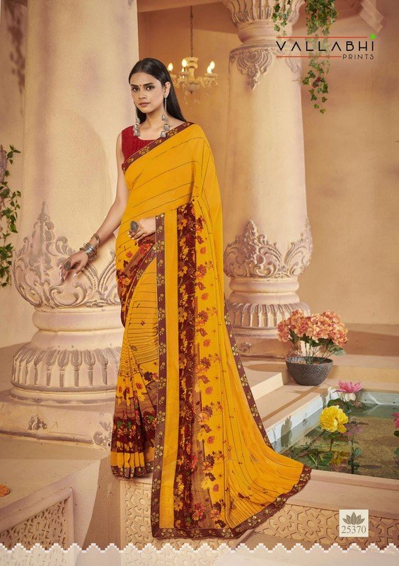 Vallabhi Firki Vl-25370 Yellow Georgette Saree