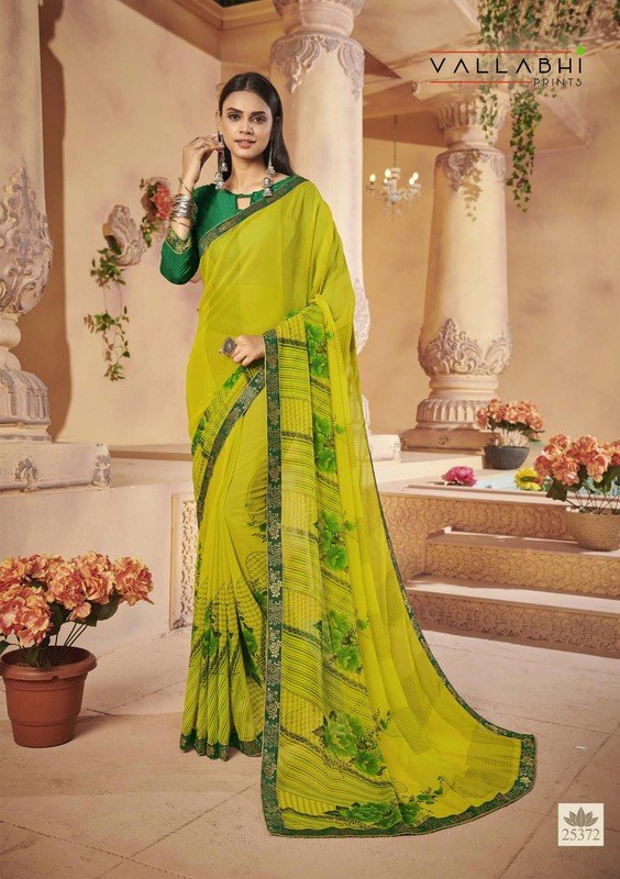 Vallabhi Firki Vl-25372 Green Georgette Saree