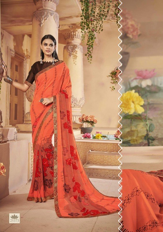 Vallabhi Firki Vl-25373 Orange Georgette Saree