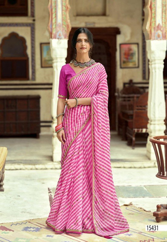 Vallabhi Flowering Vl-15431 Pink Georgette Saree