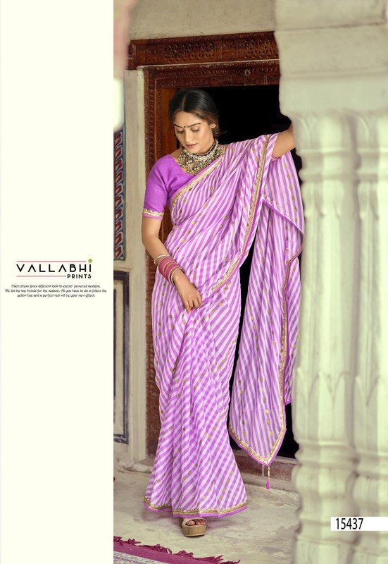 Vallabhi Flowering Vl-15437 Purple Georgette Saree