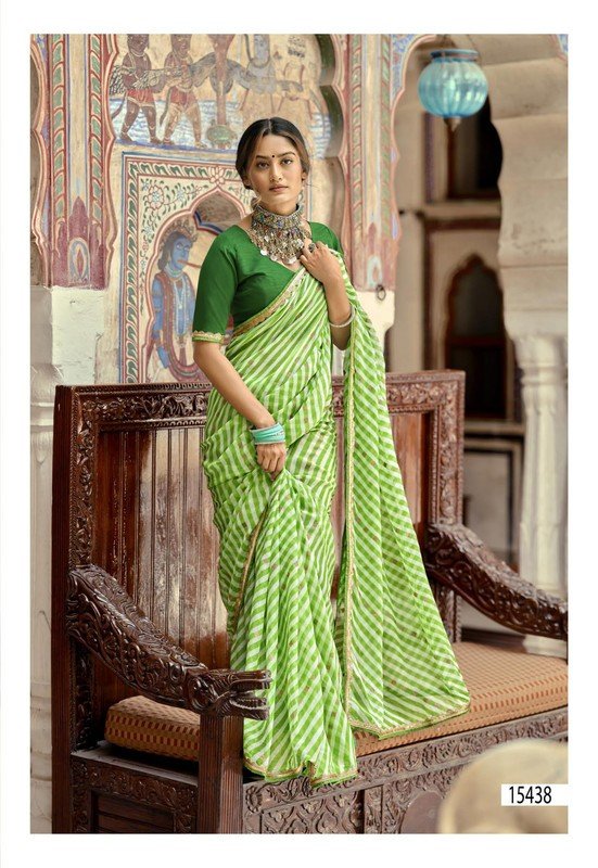 Vallabhi Flowering Vl-15438 Green Georgette Saree