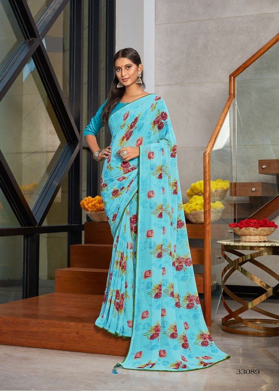 Vallabhi Freya Vl-33089 Blue Georgette Saree