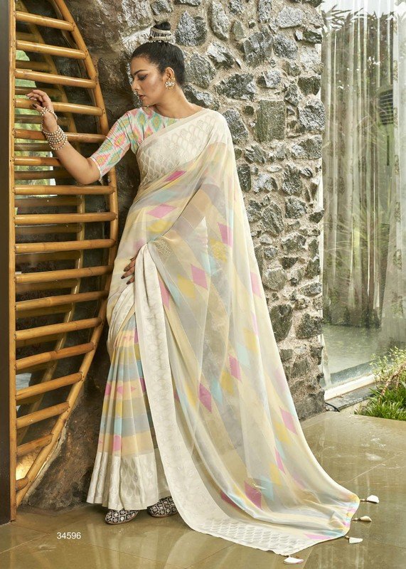 Vallabhi Gagan Vl-34596 Multicolor Georgette Saree