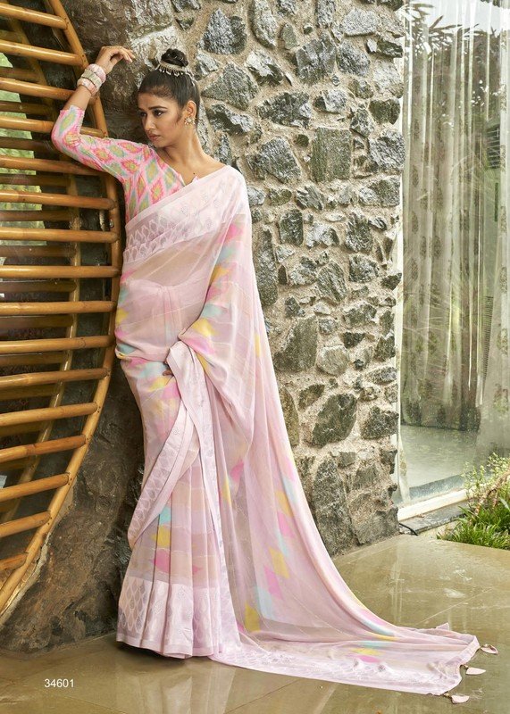 Vallabhi Gagan Vl-34600 Mauve Georgette Saree