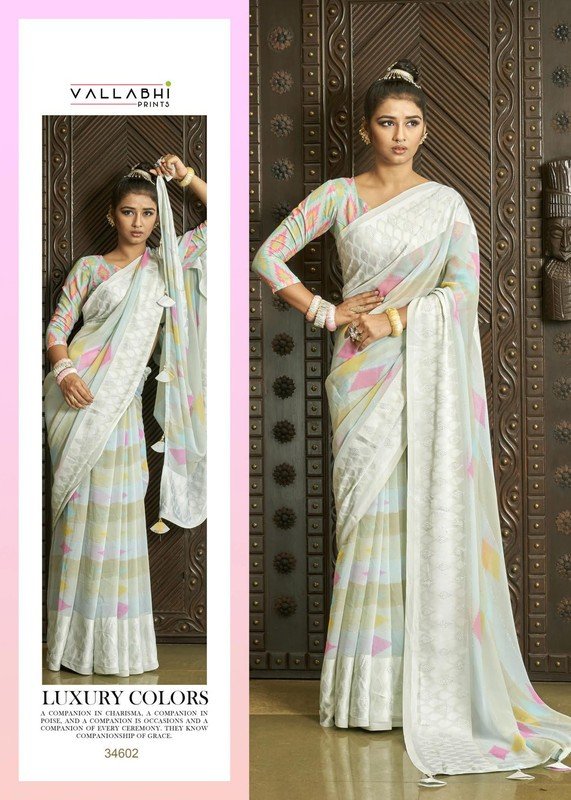 Vallabhi Gagan Vl-34602 Multicolor Georgette Saree