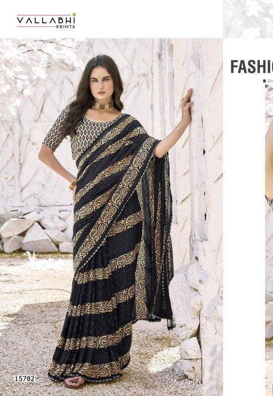 Vallabhi Ishqzaadi Vl-15782 Black Georgette Saree