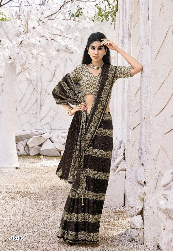 Vallabhi Ishqzaadi Vl-15785 Brown Georgette Saree