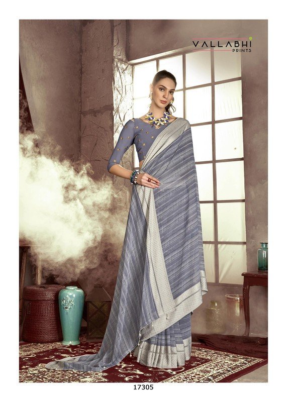 Vallabhi Lemon Vl-17305 Blue Georgette Saree