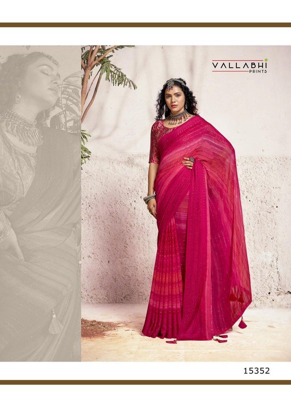 Vallabhi Mandaar Vl-15352 Pink Georgette Saree