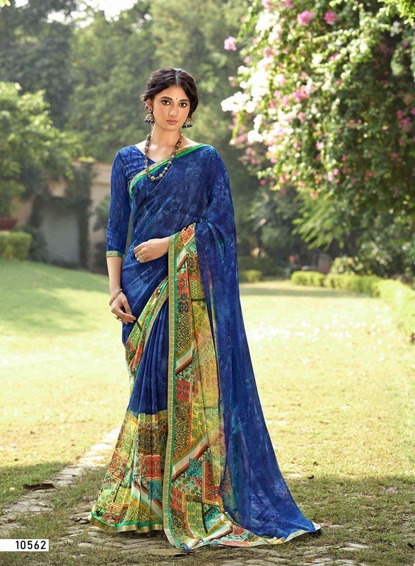 Vallabhi Neelkanth Vl-10562 Blue Georgette Saree