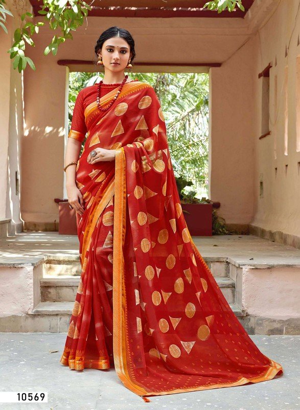 Vallabhi Neelkanth Vl-10569 Red Georgette Saree