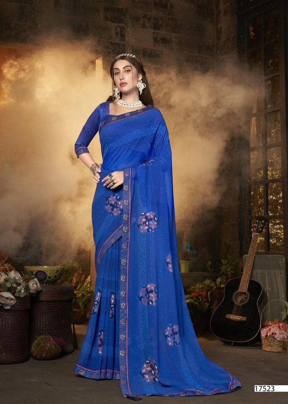 Vallabhi Philippa Vl-17523 Blue Georgette Saree