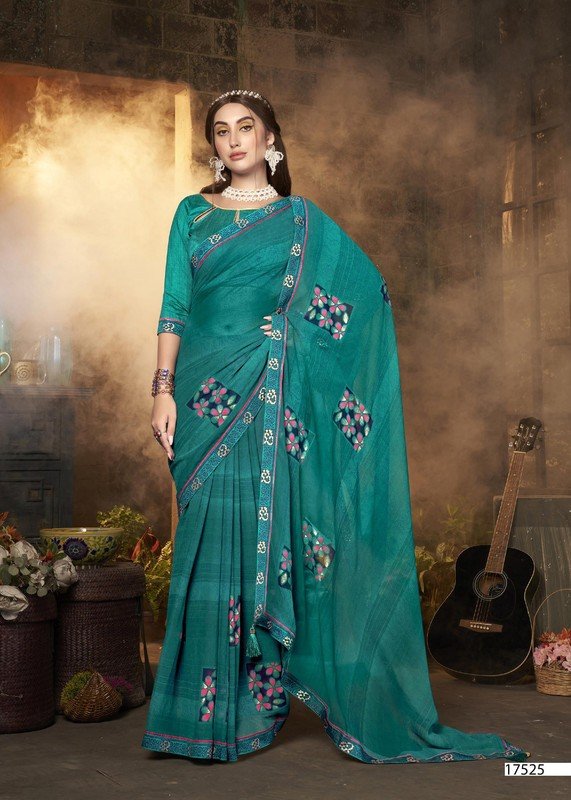 Vallabhi Philippa Vl-17525 Green Georgette Saree