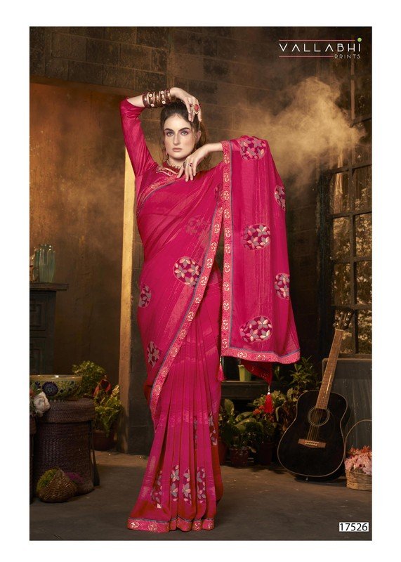 Vallabhi Philippa Vl-17526 Pink Georgette Saree