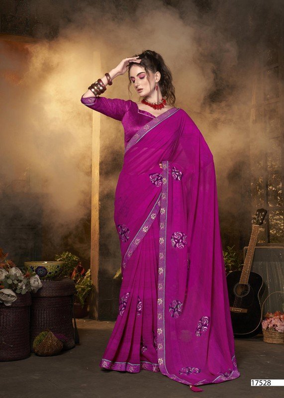 Vallabhi Philippa Vl-17528 Pink Georgette Saree