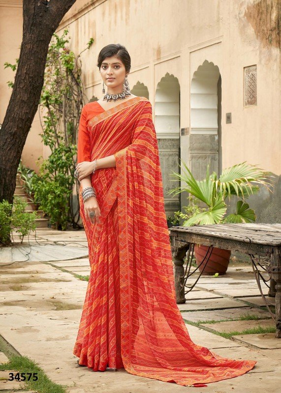 Vallabhi Poetry Vl-34575 Red Georgette Saree