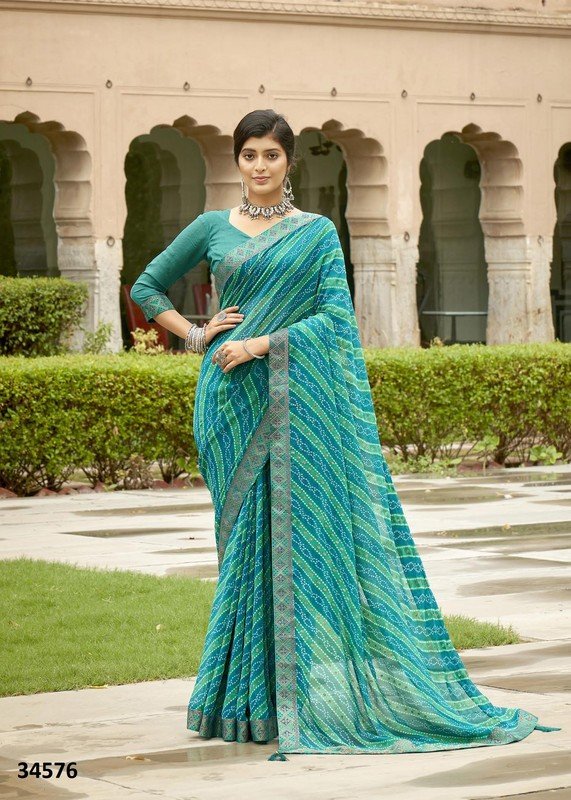 Vallabhi Poetry Vl-34576 Blue Georgette Saree