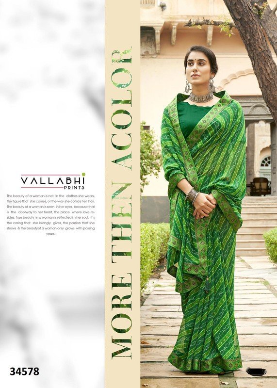 Vallabhi Poetry Vl-34578 Green Georgette Saree