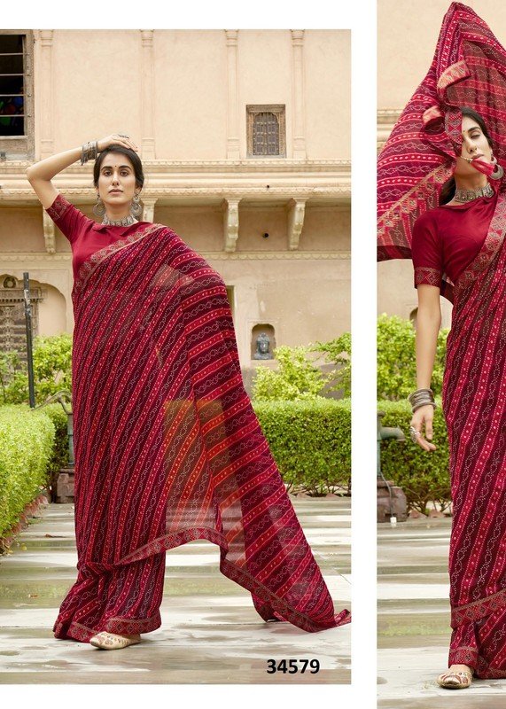 Vallabhi Poetry Vl-34579 Maroon Georgette Saree