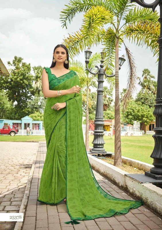 Vallabhi Roohi Vl-25378 Green Georgette Saree