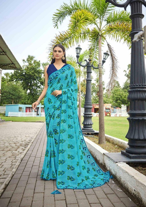 Vallabhi Roohi Vl-25380 Blue Georgette Saree