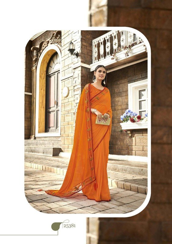 Vallabhi Roohi Vl-25381 Orange Georgette Saree