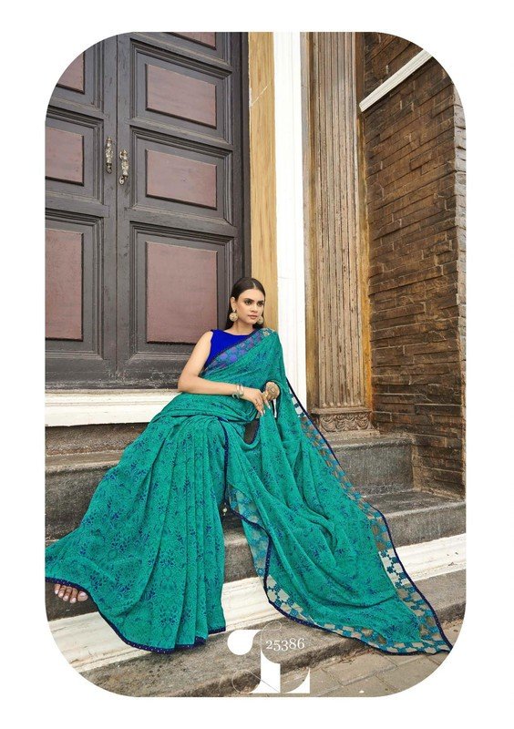 Vallabhi Roohi Vl-25386 Blue Georgette Saree