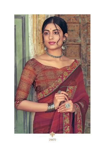 Vallabhi Sakshi Vl-29672 Maroon Georgette Saree