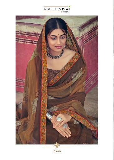 Vallabhi Sakshi Vl-29676 Brown Georgette Saree