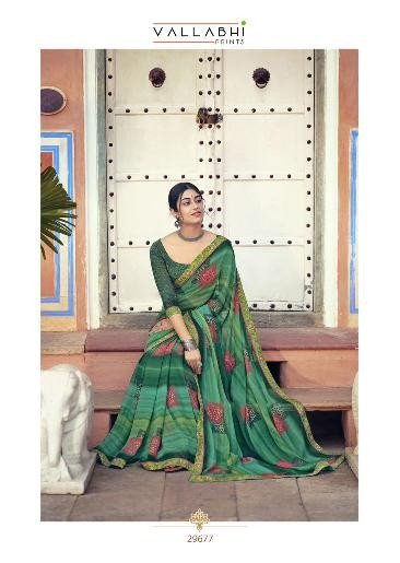 Vallabhi Sakshi Vl-29677 Green Georgette Saree