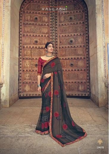 Vallabhi Sakshi Vl-29678 Black Georgette Saree