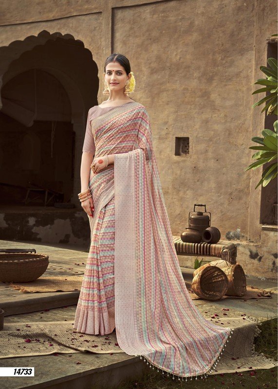 Vallabhi Sky Vl-15733 Multicolor Georgette Saree