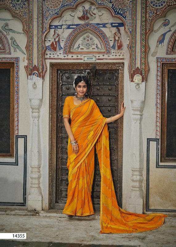 Vallabhi Suhana Safar Vl-14355 Yellow Georgette Saree