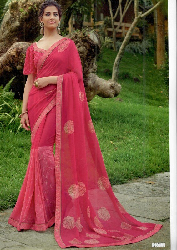 Vallabhi Vasant Vl-28711 Pink Georgette Saree