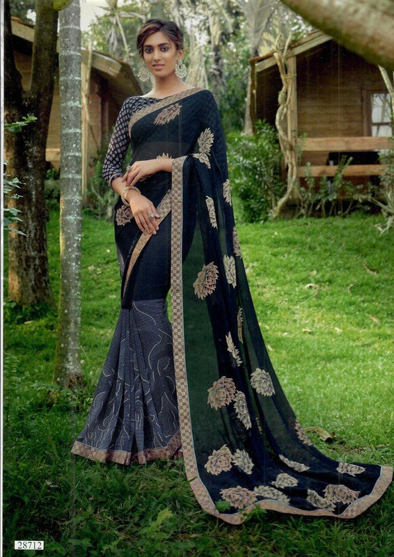 Vallabhi Vasant Vl-28712 Blue Georgette Saree